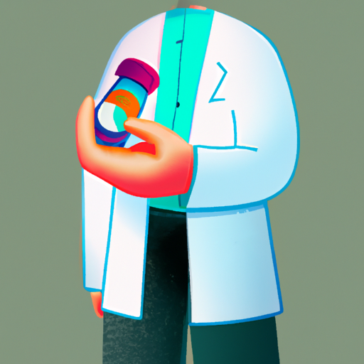 רופא מחזיק בקבוק אנטיביוטיקה