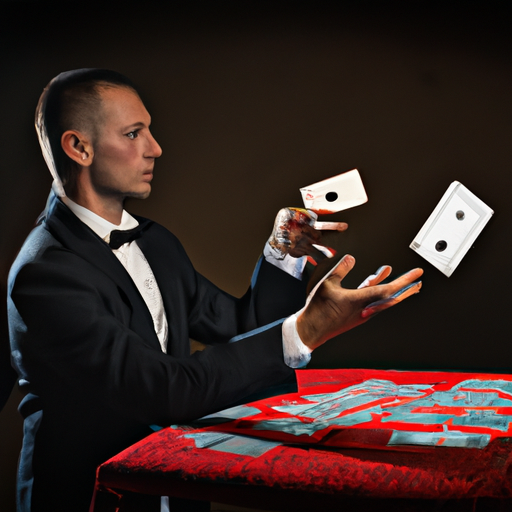 תמונה של מנטליסט משתמש בטריק עם חפיסת קלפים, מראה מישהו בוחר קלף מהחפיסה.